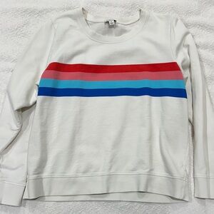 Striped White J Crew sweatshirt